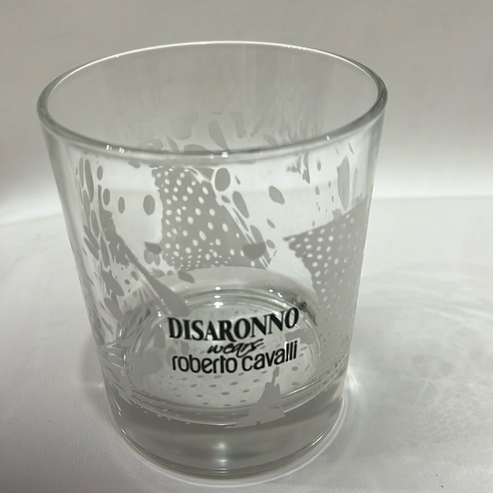 Disaronno Wears Robert Cavalli Rocks Glass 4 In Tall 3 1/4 Round 12 Oz Tumbler